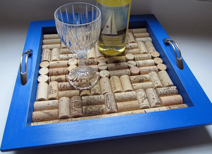 eclectic serveware True Blue Wine Cork Tray by LizzieJoeDesigns