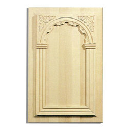 Inviting Home - Elpida cherry door panels mj - Hand-carved door panel ; 13-1/2"W X 21-1/4"H x 7/8"D Wood panels are hand carved from premium selected hardwoods: hard maple cherry and white oak. Panels are carved in deep relief design to achieve the highest degree of quality and details. Carved wood panels are triple sanded ready to accept stain or paint. These wood panels are perfect for wall applications cabinet doors finishing touches on the custom cabinets.