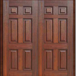Prehung Exterior Double Door 80 Fiberglass 6 Panel Solid - SKU