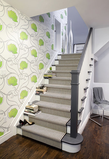 Energize your stairway with a carpet runner decked in stripes to ...
