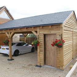 Shaftsbury Bespoke Green Oak 2 Bay Car Port with side store doors