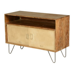Industrial Mango Wood &amp; Iron Office Cabinet Doors Media Center - Our 