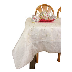 Banarsi Designs - Hand Embroidered Square Tablecloth - The Kind Of 