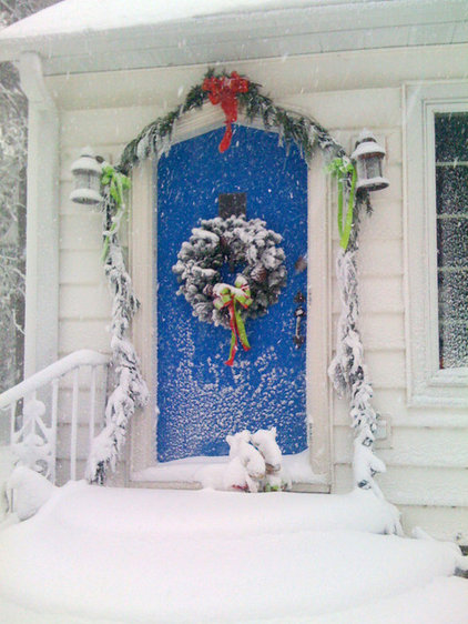 traditional entry Blue Christmas door