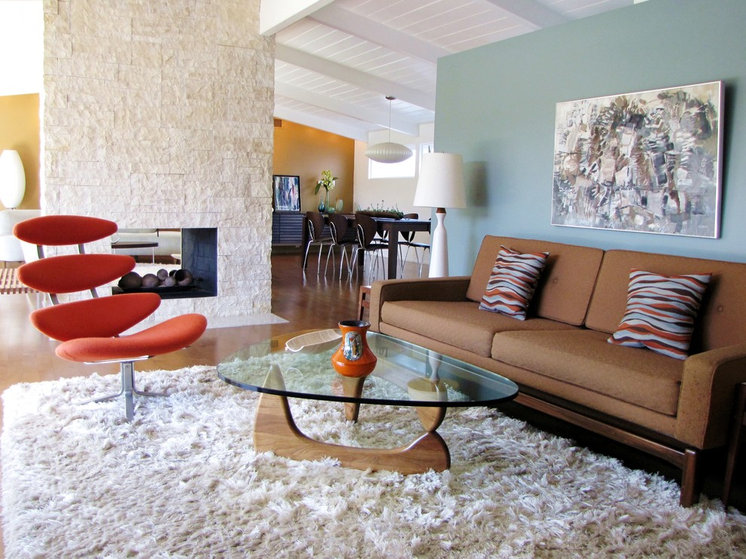 Midcentury Living Room by Tara Bussema - Neat Organization and Design