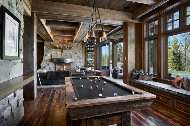 Rustic Family Room by Locati Architects