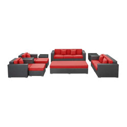 Modway - Eclipse 9 Piece Sofa Set in Espresso Red - Achieve cosmic