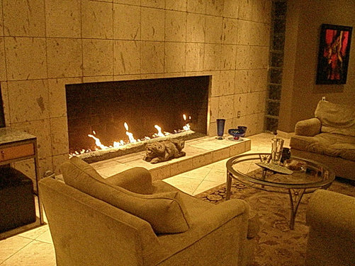 Fireplace inside walls.
