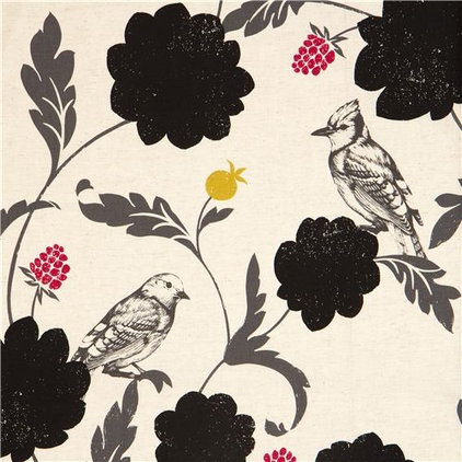 Dalia Kitchen Design on Off White Echino Canvas Fabric Dahlia Bird   Flower   Eur 8 95