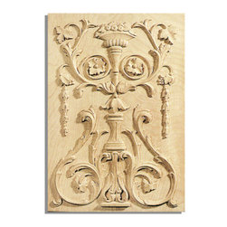 Inviting Home - Pasadena Door Panel - maple wood (PN12/pl6) - Door panel in hard maple wood; 12-7/8"W X 18-7/8"H x 3/4"D Wood panels are hand carved from premium selected hardwoods: hard maple cherry and white oak. Panels are carved in deep relief design to achieve the highest degree of quality and details. Carved wood panels are triple sanded ready to accept stain or paint. These wood panels are perfect for wall applications cabinet doors finishing touches on the custom cabinets.