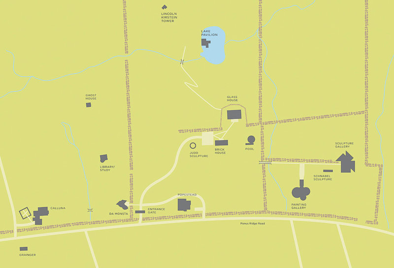 modern site and landscape plan by The Philip Johnson Glass House