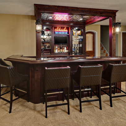 This unfished basement transformed into a great space for entertaining 