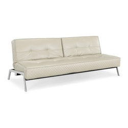 Copenhagen Cream Faux Leather Convertible Sofa - The Copenhagen Cream Fax Leather Convertible Sofa has a