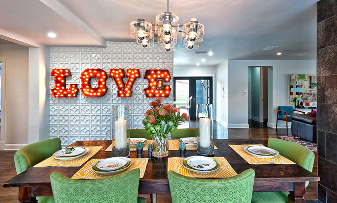 eclectic dining room by Bryant Hill Media