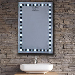 White Bathroom Mirror on Check Out The Black And White Checks Around This Led Bathroom Mirror