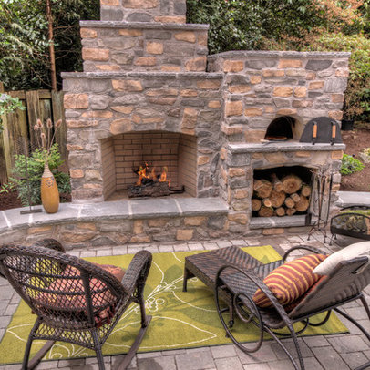 Outdoor Decorations on Outdoor Fireplace Outdoor Living Area Seat Wall Paver Patio Outdoor