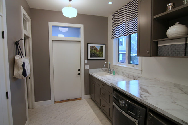 transitional laundry room Finding a Vintage Vibe with New Construction in Kelowna, BC