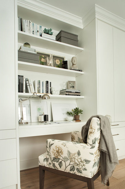 transitional home office by Kelly Deck Design