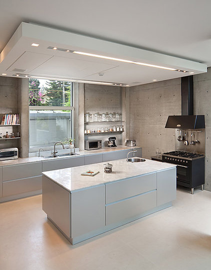 Frameless cabinets, horizontal lines and lack of ornamentation top ...