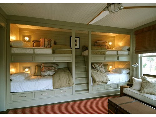 Custom bunk beds built into wall
