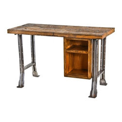  wood and pressed and folded steel workbench or desk with a custom oak