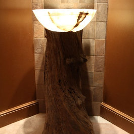 Pedestal Bathroom Sinks on Vessel Bowl Sinks Sits Upon A Reclaimed Log Serving As A Pedestal
