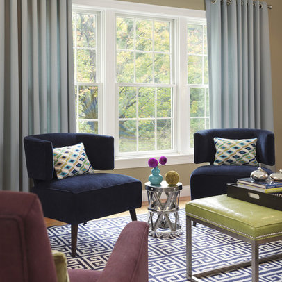 Modern Living Room Design on Living Room Window Treatments On Navy Blue Design Ideas Pictures