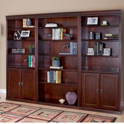 kathy ireland Huntington Club Wood Wall Bookcase with Doors - Cherry 