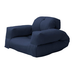 Fresh Futon - Hippo Convertible Futon Chair/Bed, Navy Mattress ...