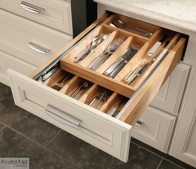 KraftMaid Cabinetry: Wood Tiered Drawer Storage - Double your storage space and keep your tableware