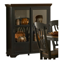 Homelegance - Homelegance Ohana 46 Inch Curio in Black & Cherry - From the Ohana collection , this curio cabinet features a quality wood construction. The dark, rich hues of this distinctive curio offer casual country elegance along with an exceptional appearance. Adjustable shelves and sliding Glass doors offer ease of access. The contrasting two-toned black and cherry finishes give this piece sophisticated timeless appeal.