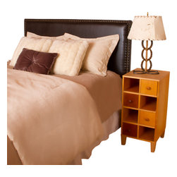 Great Deal Furniture - Alonzo Brown Leather Headboard - The Alonzo