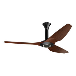 Modern Haiku Ceiling Fan With LED Light in Cocoa Bamboo, Smokey Lens ...