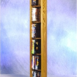 The Wood Shed Solid Oak 6 Row Dowel DVD Media Tower - 7 in. Wide 