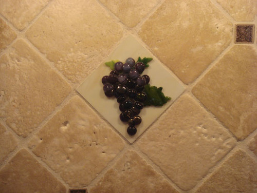 Grapes and Vines Themed Backsplash mediterranean kitchen