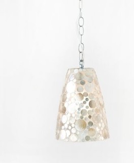 George Shell Fiberglass Pendant Light by Worlds Away eclectic pendant lighting