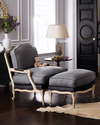 Slate Bergere Chair & Ottoman traditional chairs