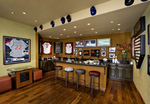 Memorabilia Sports Bar eclectic family room