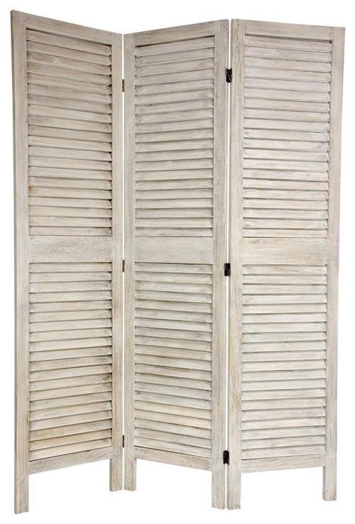 6 ft. Tall Classic Louvered Slat Venetian Room Divider mediterranean screens and wall dividers