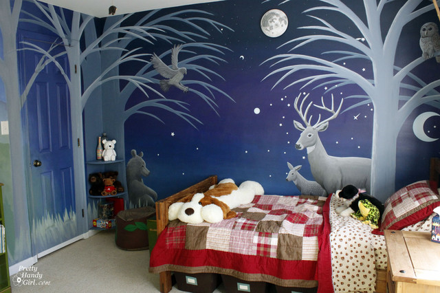 Boys Forest Mural Bedroom eclectic kids