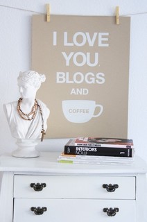 I Love You Blogs and Coffee Print Kraft  artwork
