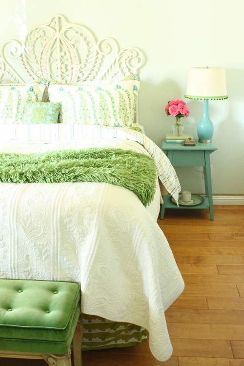 Turquoise and Green Bedroom eclectic bedroom