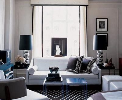Living Room on Modern Living Room Design White Furnitures Black Featured Carpet White