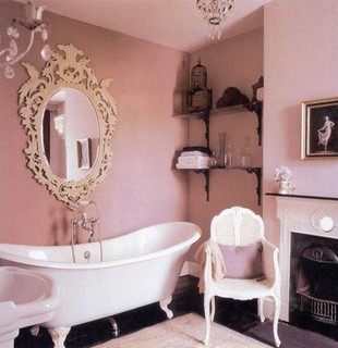 Pink bathroom- apartment therapy eclectic bathroom