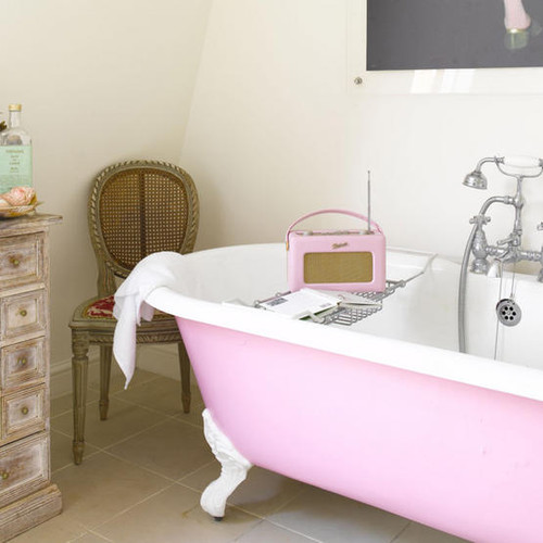 eclectic pink bath- livingetc eclectic bathroom