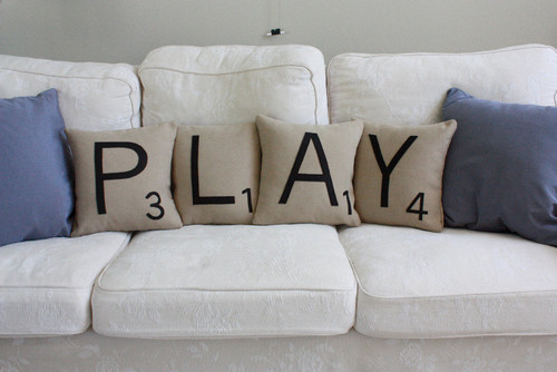 PLAY Scrabble Letter Pillows contemporary pillows