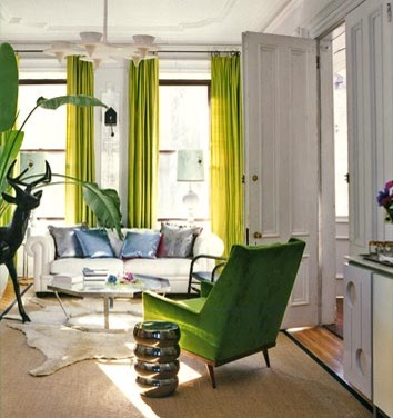 dominomag- green living room eclectic living room