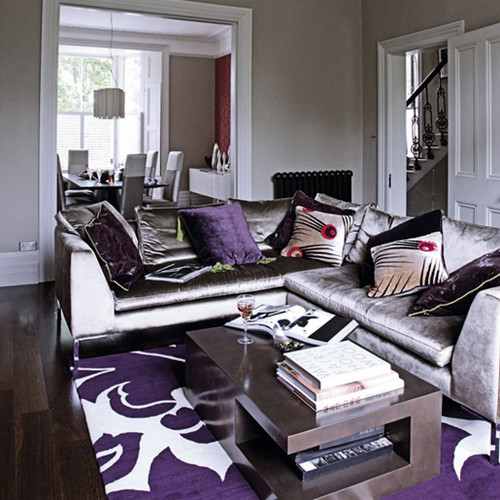 gray purple living rm eclectic living room