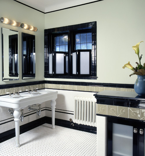 Art Deco Bathroom traditional bathroom, μπανιο, ασπρομαυρο μπανιο