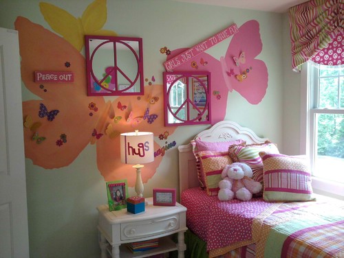 веселый розовый дизайн комнаты для подростка девочки фото